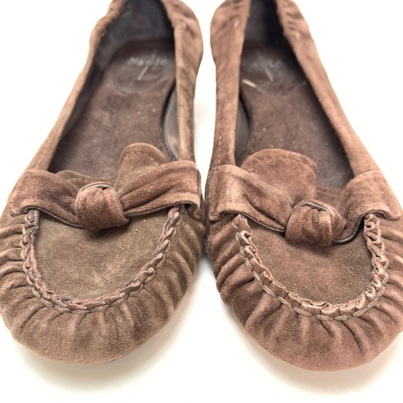 LINEA PAOLO Brown Suede Leather Kitten Heels 9.5 - Picture 6 of 16